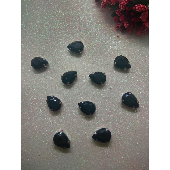 Стразы в цапах "Капля" цв. черный, цена за 1 шт